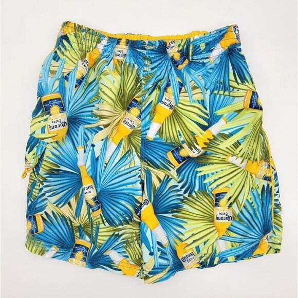 Corona Extra Beer Bottle Tropical Swim Trunks Board Shorts Mens Small Beach - Picture 1 of 12
